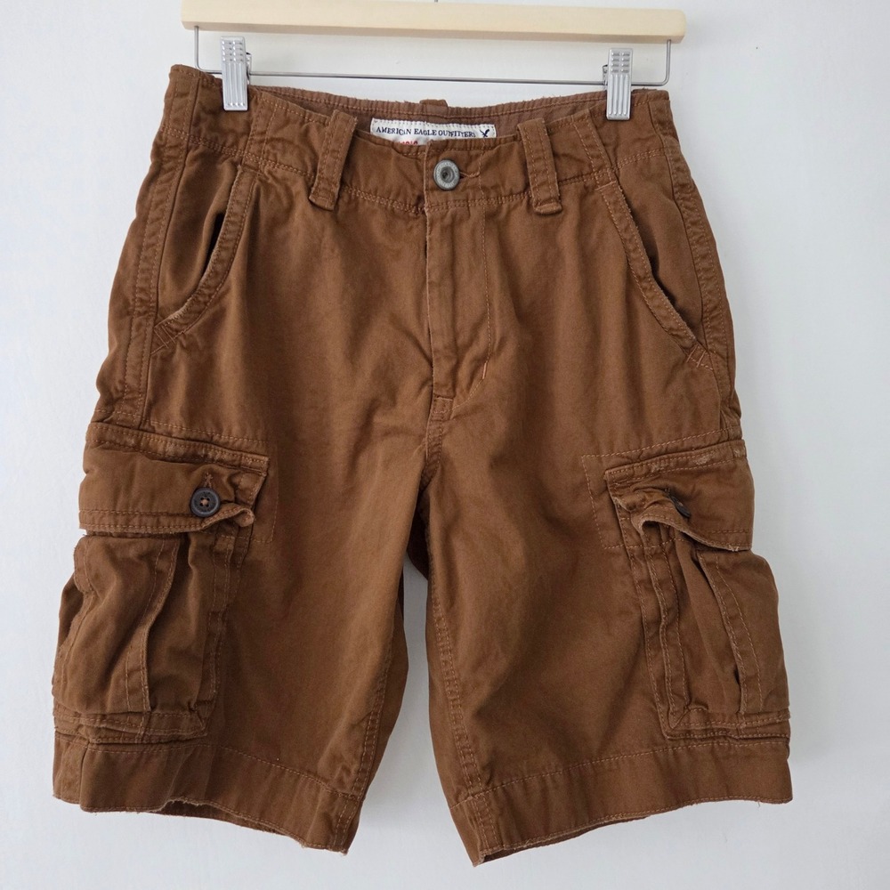 American Eagle Outfitters Men Brown Classic Cargo Shorts Size 28